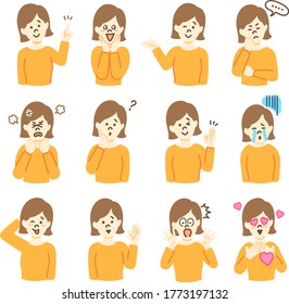 Illustration of a female pose Bust up