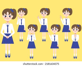 Illustration of female pose set