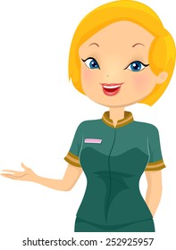 Illustration of a Female Receptionist Explaining Something