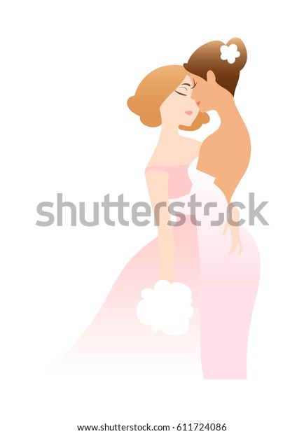 Illustration Female Same Sex Couple Embracing Stock Vector Royalty Free 611724086 Shutterstock 7571