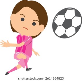 Illustration of a female soccer player kicking the ball