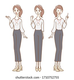 Illustration of female staff in casual clothes