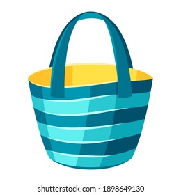 Illustration of female striped beach bag. Summer fashion accessory.