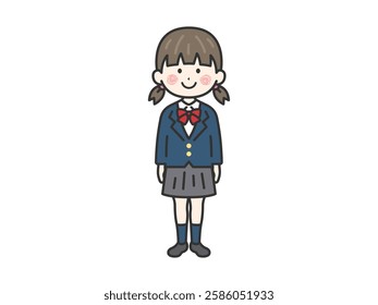 Illustration of a female student (line drawing) wearing a blazer.