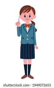 Illustration of a female student pointing a finger