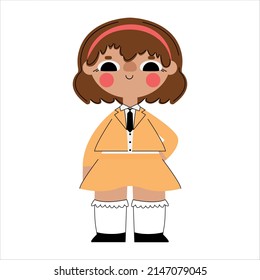 illustration of a female student in a school uniform with her hand on her side