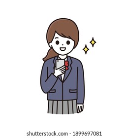 Illustration of a female student with a smartphone