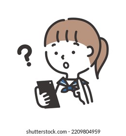 Illustration of a female student with a smartphone