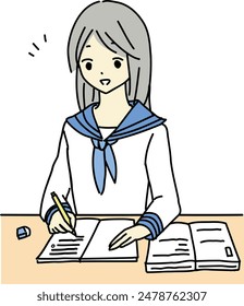 Illustration of a female student who is happy to know her study questions.