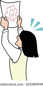 Illustration of a female student who is happy to get a high score on a test