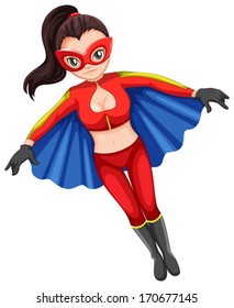 Illustration of a female superhero on a white background