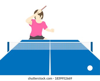Illustration of a female table tennis player.