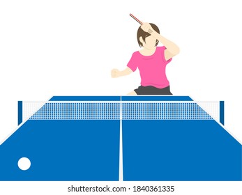 Illustration of a female table tennis player.