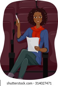 Illustration of a Female Theater Director Holding a Script