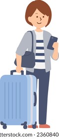 Illustration of a female tourist doing research on her smartphone
