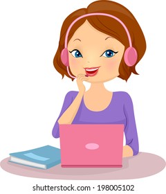 Illustration Of A Female Tutor Teaching A Foreign Language Online