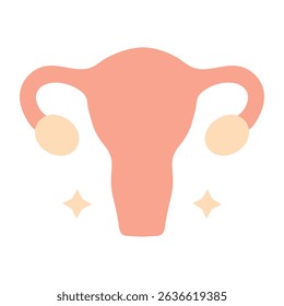 Illustration of a female uterus in pastel colors on a white background