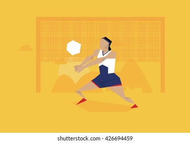 Illustration Of Female Volleyball Player Competing In Event 