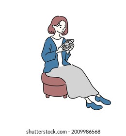Illustration of female who are using smartphone.