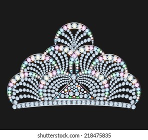 illustration feminine diadem with brilliant gems on black