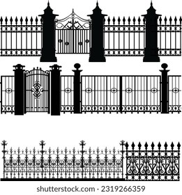 illustration with fence collection isolated on white background