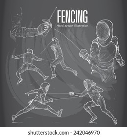 illustration of Fencing. Hand drawn.