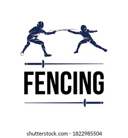 Illustration of fencing logo design template