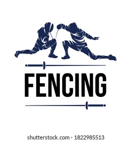 Illustration of fencing logo design template