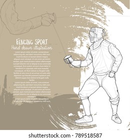 illustration of Fencing sport. on background design