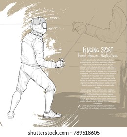 illustration of Fencing sport. on background design
