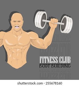 Illustration: a ferocious bodybuilder with dumbbell