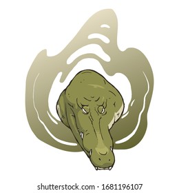 Illustration of a ferocious crocodile. Vector illustration on white background.