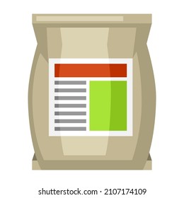 Illustration of fertilizer bag. Garden tools and equipment.