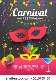 Illustration For Festival Of Carnival Party Poster Or Banner Background.