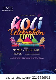  illustration of Festival of Colours,Holi celebration greeting  flyer design with abstract design.