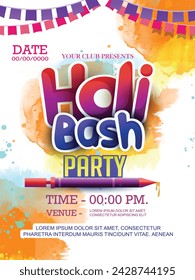 illustration of Festival of Colours,Holi celebration greeting  flyer design with abstract design