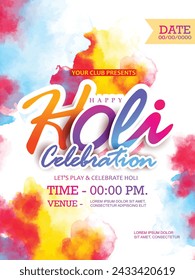 illustration of Festival of Colours,Holi celebration greeting  flyer design with abstract design.