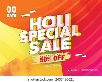 illustration of Festival of Colours,Holi celebration greeting  flyer design with abstract design.