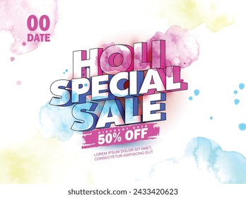 illustration of Festival of Colours,Holi celebration greeting  flyer design with abstract design.