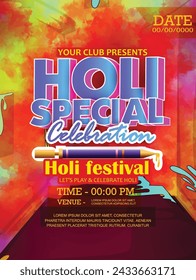 illustration of Festival of Colours,Holi celebration greeting  flyer design with abstract design.
