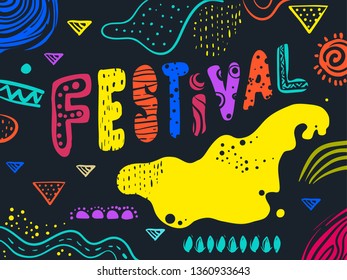 Illustration of a Festival Lettering and Festive Poster Design