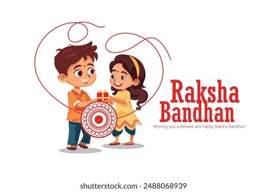 Illustration of the festival of Raksha Bandhan, a love of Brother and Sister in India