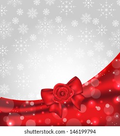 Illustration festive background with gift bow and rose - vector