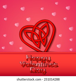 illustration festive background with hearts of Celtic weave on Valentine's Day
