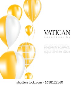 Illustration festive banner with balloons in color state flag of Vatican City. Card with balloons happy independence day state of Vatican City Day. Picture poster February 11 of foundation day.