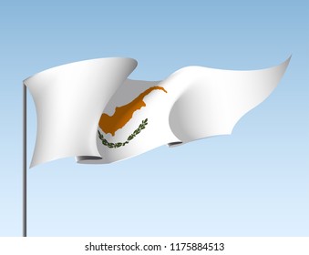 illustration festive banner with state flag of The Republic of Cyprus. Card with flag and coat of arms Happy Republic of Cyprus Day 2018. picture banner October 1 of foundation day