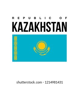 illustration festive banner with state flag of The Republic of Kazakhstan. Card with flag and coat of arms Happy Republic of Kazakhstan Day 2018. picture banner december 16 of foundation day