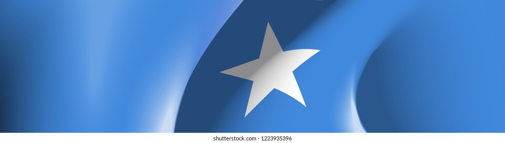 illustration festive banner with state flag of The Federal Republic of Somalia. Card with flag and coat of arms Happy Federal Republic of Somalia Day 2019. picture banner July 1 of foundation day