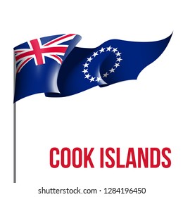 illustration festive banner with state flag of The Republic of Cook Islands. Card with flag and coat of arms Happy Republic of Cook Islands Day 2019 picture banner 4 august 1965 of foundation day
