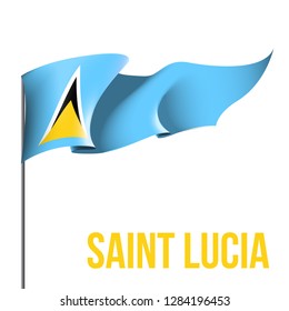 illustration festive banner with state flag of The Republic of Caint Lusia. Card with flag and coat of arms Happy Republic of Caint Lusia Day 2019. picture banner February 22 of foundation day